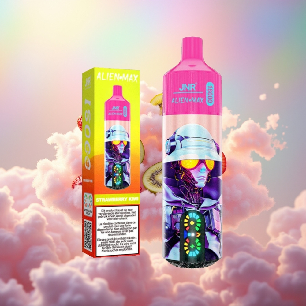 JNR Alien Max 18000 Puffs Nutikas LED Ekraan, Topelt Mesh Mähis, Maasika-Kiivi