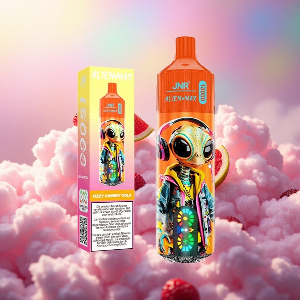 JNR Alien Max 18000 Puffs Nutikas LED Ekraan, Topeltvõre, Gazööritud Kirsi-Kola