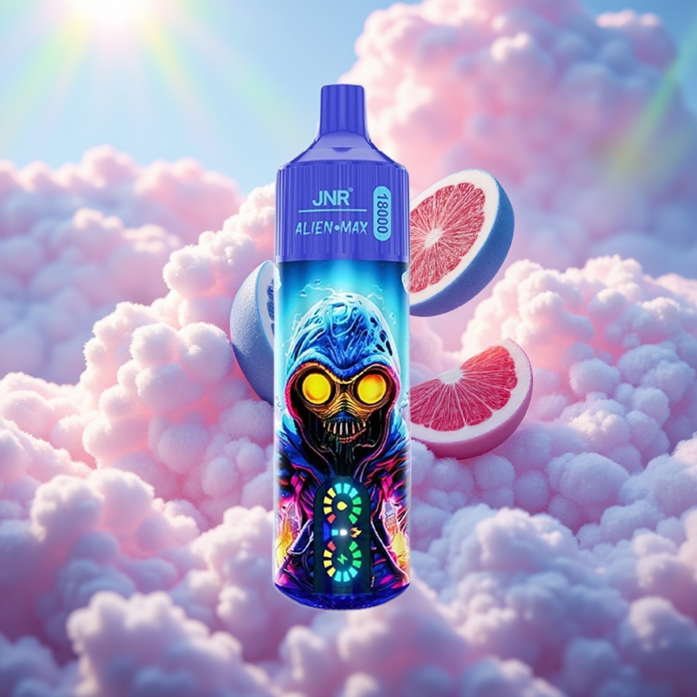 JNR Alien Max 18000 Puffs Nutikas LED-ekraan Topeltvõrgukeeris & Topelttuuma 20 maitset 850mAh aku 28ml e-vedelik Sinise mustika nätsukommi maitse
