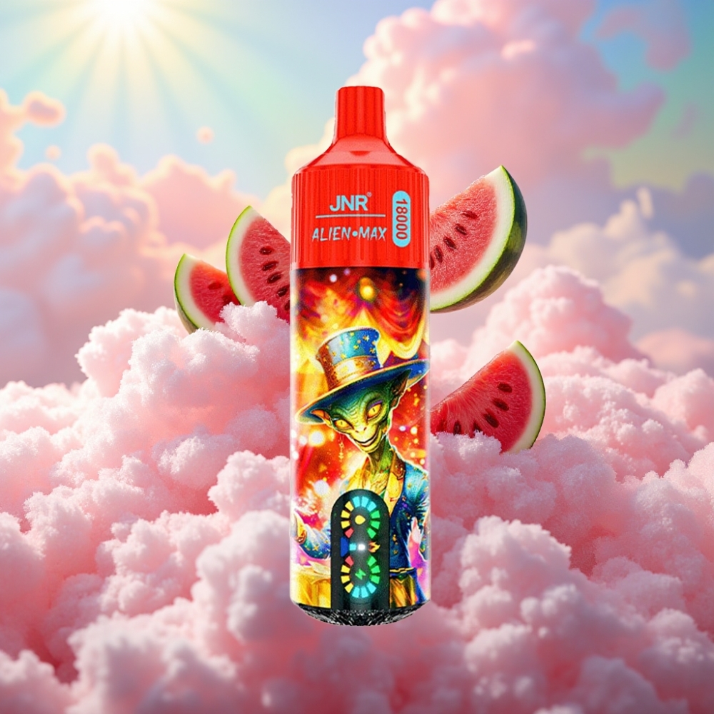 JNR Alien Max 18000 Puffs Nutitekkirjakuva Kahekordse Võrgukeermega Kahetuumaline 28ml E-vedelik Tüüp-C Kiirlaadimine 850mAh Patarei Arbuusi-Jää