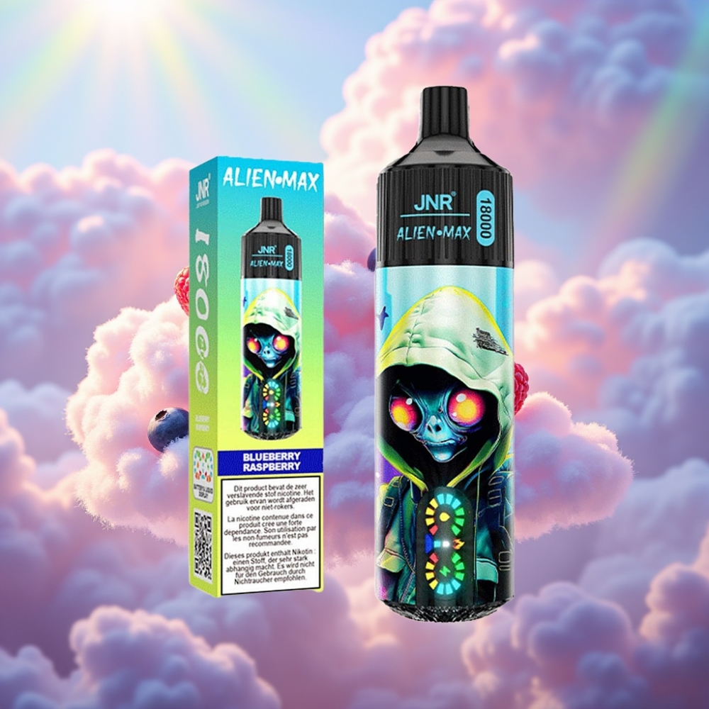 JNR Alien Max 18000 Sööbud Tark LED Ekraan Topeltvõrk Keerd & Topelt Tuum Umbes 18000 sööbud Muljetavaldavad 20 maitset 850mAh Akumaht 28ml E-vedelik Type-C Kiire Laadimine