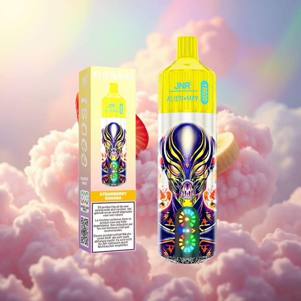 JNR Alien Max 18000 Söögid Tark LED Ekraan Topeltvõre & Topelt Tuum Umbes 18000 Söögid 20 Maitset 850mAh Akumaht 28ml E-vedelik Type-C Kiirlaadimine Nikotiinisisaldus 0%,2%,3%,5%