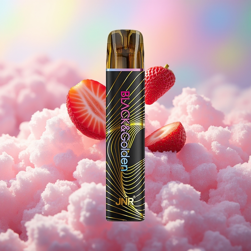 JNR Black&Golden 600+200 Puffs Ühekordselt Kasutatav Vape Maasikajää