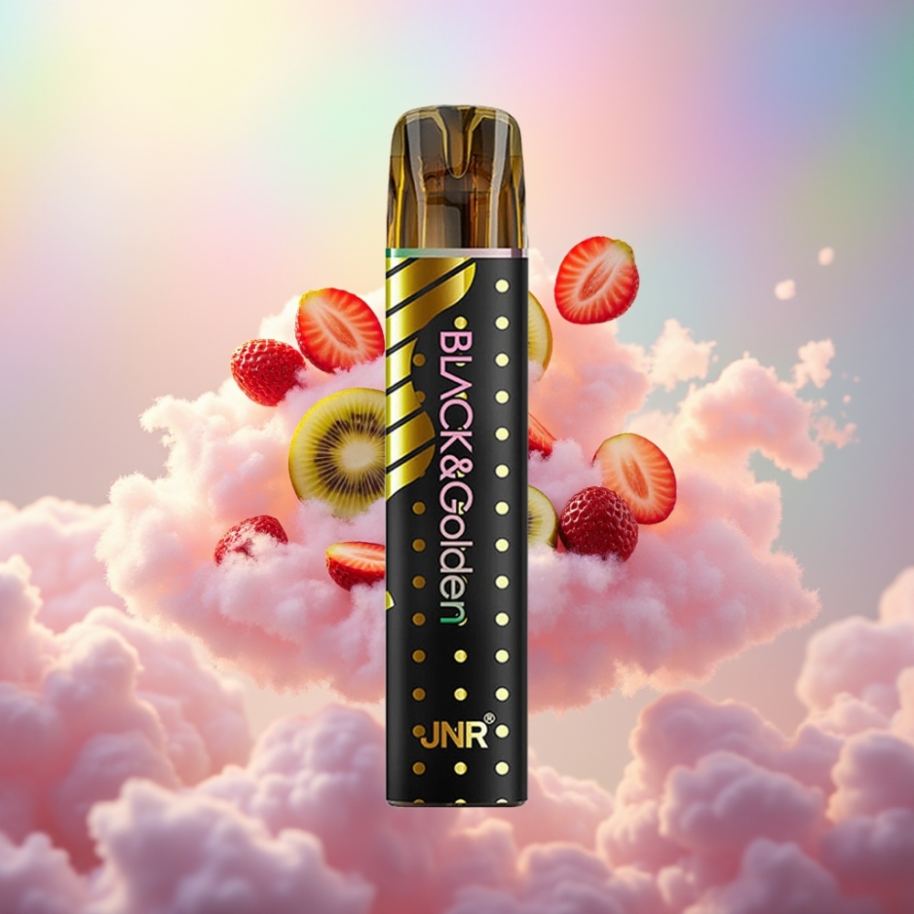 JNR Black&Golden 600+200 Puffs Ühekordselt Kasutatav Vape Maasikas-Kiivi