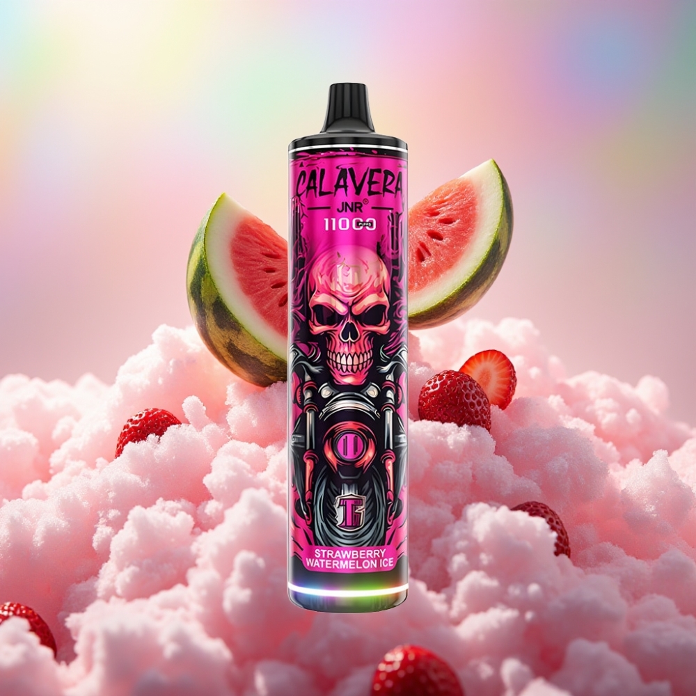 JNR Calavera 11000 Puffs Ühekordselt Kasutatav Vape Maasikas-Arbuusi Jää Tüüp-C laadimispordiga 850 mAh aku 21ml e-vedelik 1.0ohm Mesh Coil