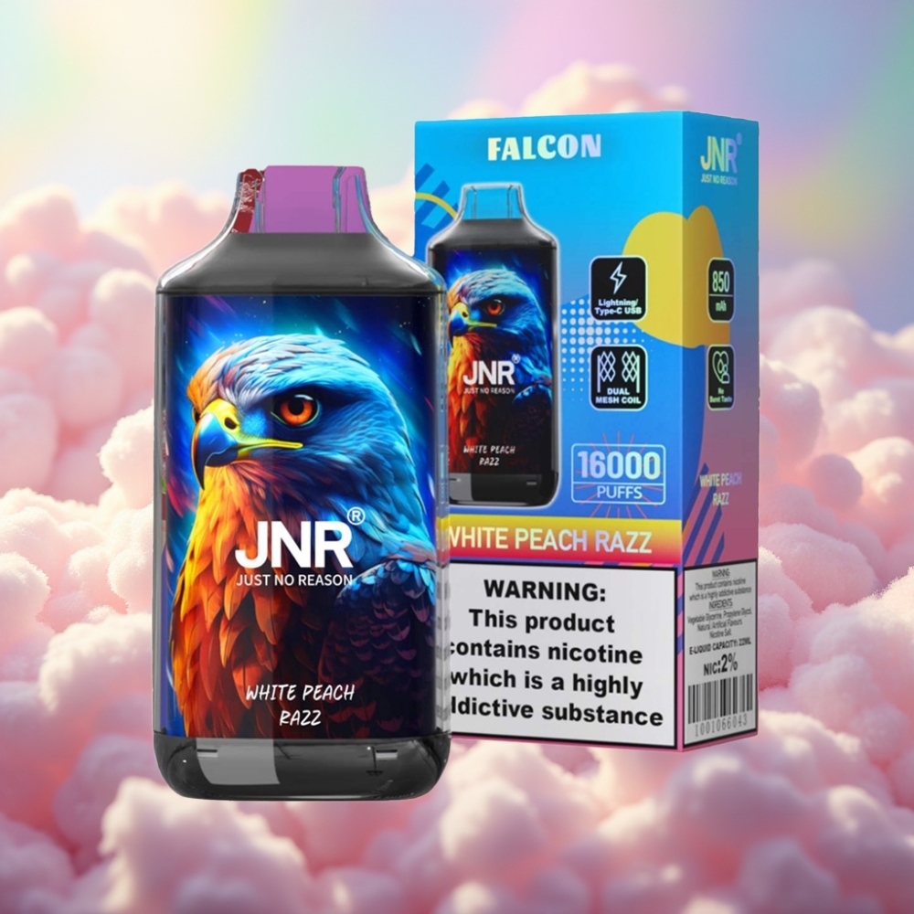 JNR Falcon 16000 Puffs Disposabel Vape Valge Virsik-Murakas
