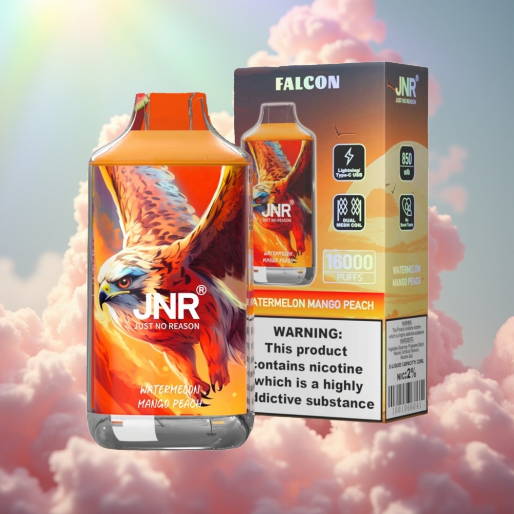 JNR Falcon 16000 Puffs Disposabelne Vape Arb-Mango-Peetš (850 mAh, 22ml, Dual Mesh Coil)