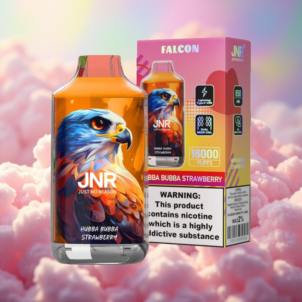 JNR Falcon 16000 Puffs Ühekordselt Kasutatav Vape Hubba Bubba Maasika