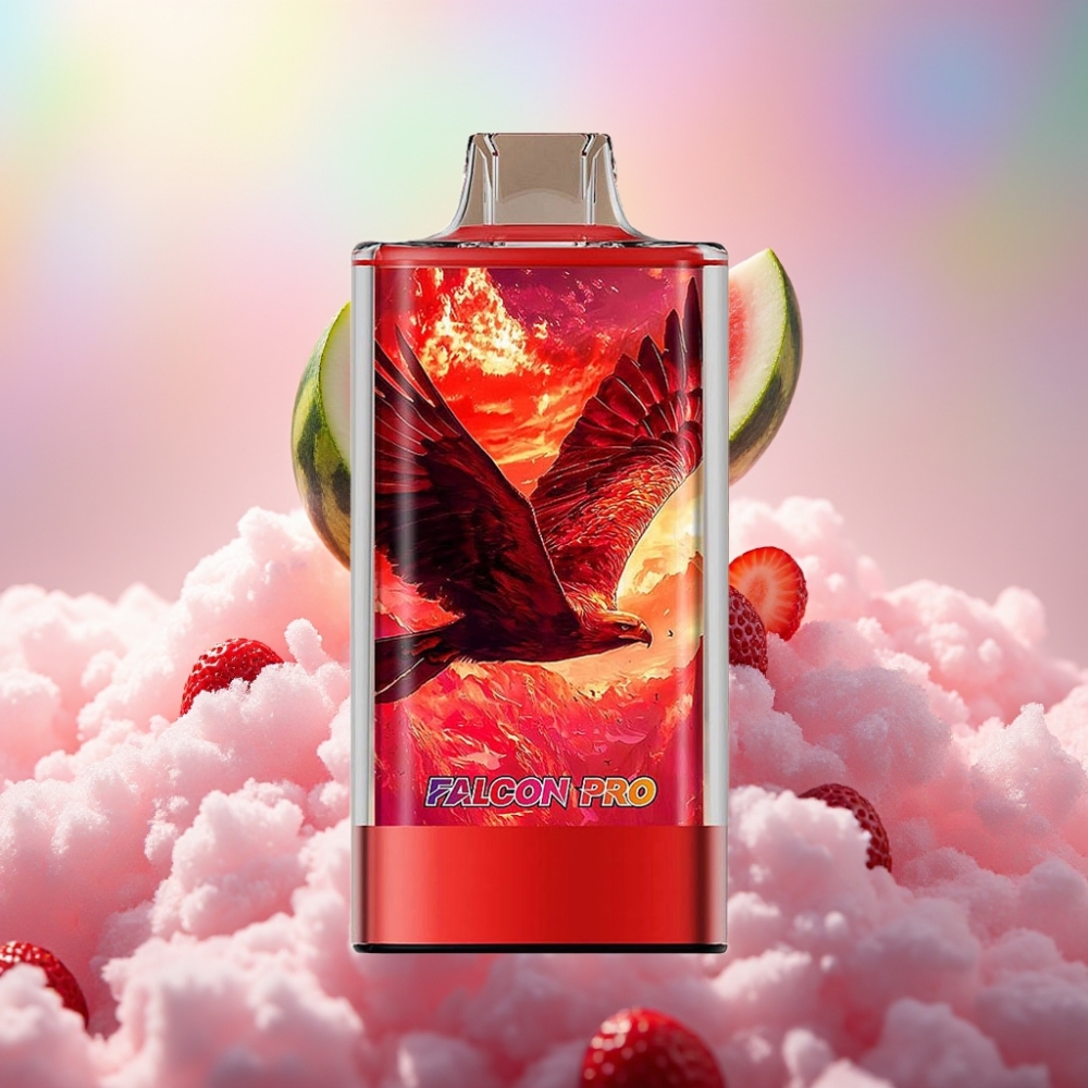 JNR Falcon Pro 28000 Ühekordne Vape – Maasikamelonijää 30ml eeltäidetud mahutavus 950mAh aku 28000 tõmmet 5% nikotiinitugevus Nutidisplei Topeltvõrgumähis USB Type-C laadimine MTL suitsetamine