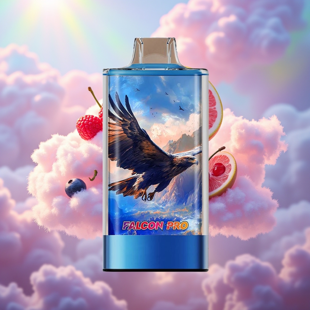 JNR Falcon Pro 28000 Ühekordne Vape Mustikas Vaarika Kirsiga 30ml eeltäidetud, 950mAh aku, 28000 tossu, 5% nikotiini, Smart Display, Dual Mesh Coil, USB Type-C laadimine, MTL suitsetamine