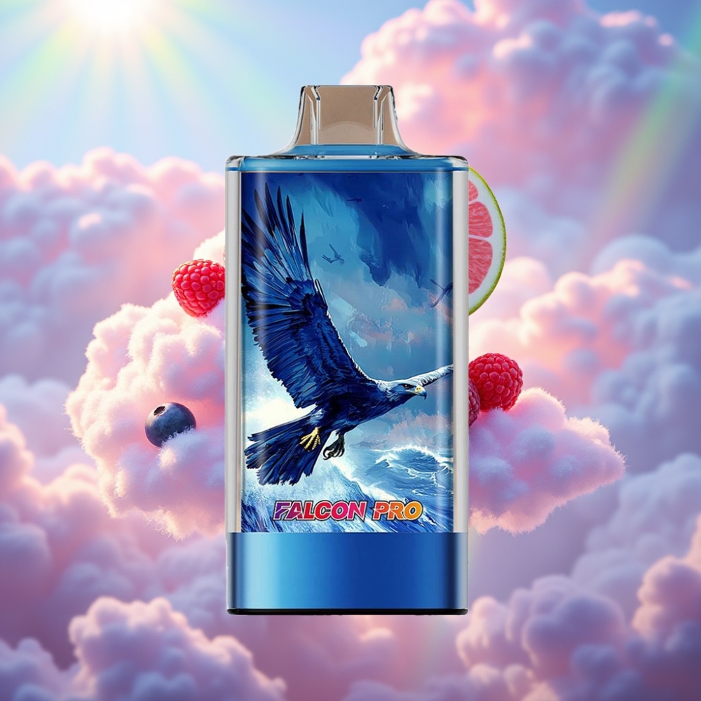 JNR Falcon Pro 28000 Ühekordne Vape Sinised Mured Vaarikad 30ml eeltäidetud 950mAh aku 28000 suitsu 5% nikotiini Tark ekraan Topeltvõrkkruun USB-C laadimine MTL suitsetamine