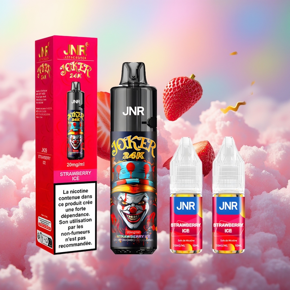 JNR Joker 24K Puffs Ühekordselt Kasutatav Vape 2+10ml Täidetav Pod Maasikajää