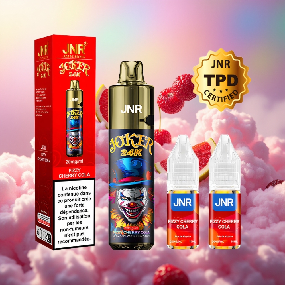 JNR Joker 24K Puffs Ühekordselt Kasutatav Vape Fizz Küüslaukola 2+10ml Taaskasutatav Paak 800mAh