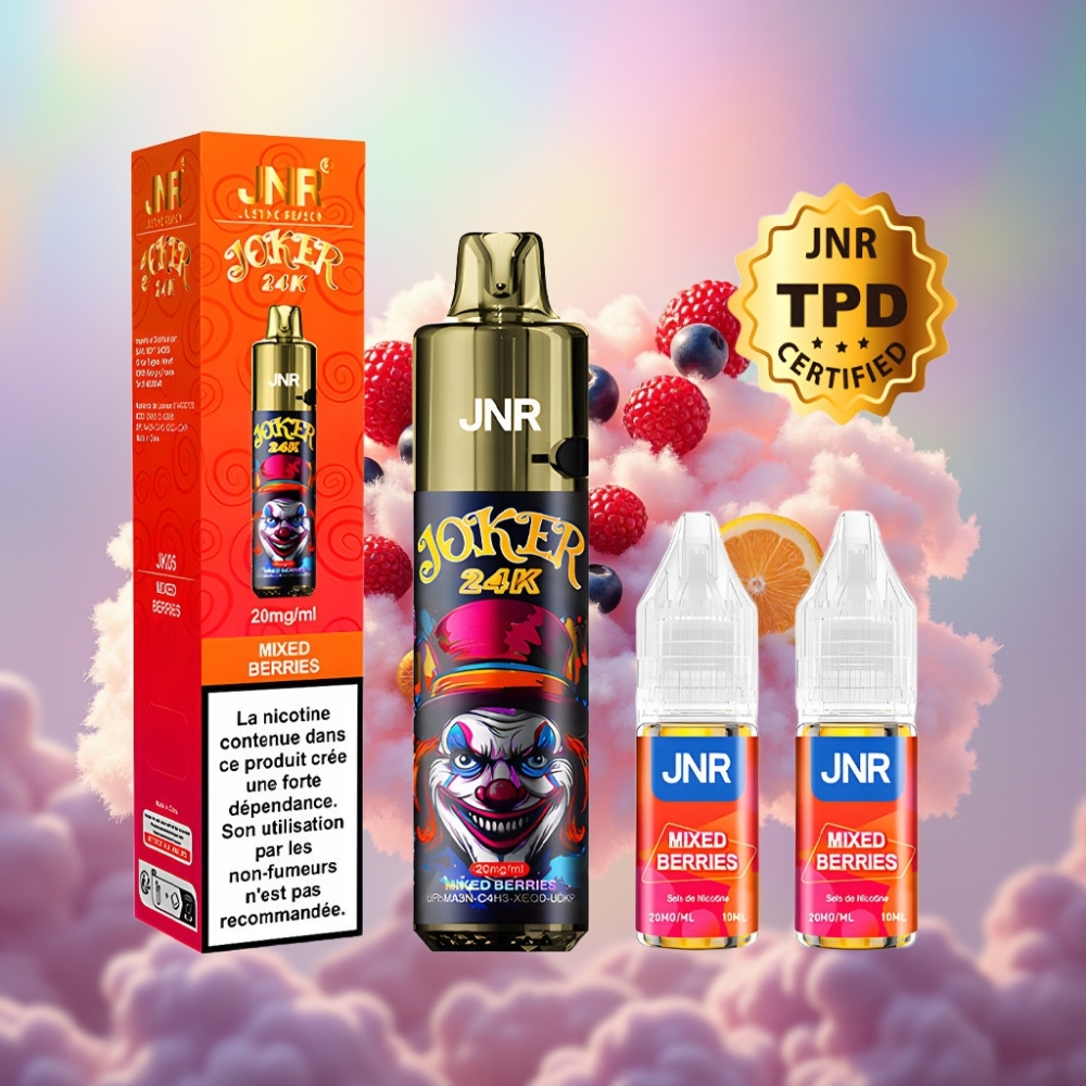 JNR Joker 24K Puffs Ühekordselt Kasutatav Vape Segased Marjad 2+10ml Taaskasutatav Pod 800mAh
