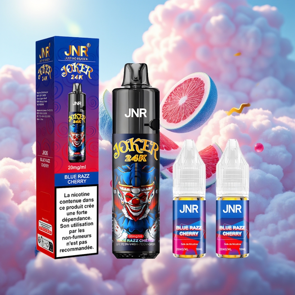 JNR Joker 24K Puffs Ühekordselt Kasutatav Vape Sinine Vaarik-Kirsiga, 2+10ml Taidetav Patarei, 800mAh, 24000 Puffs