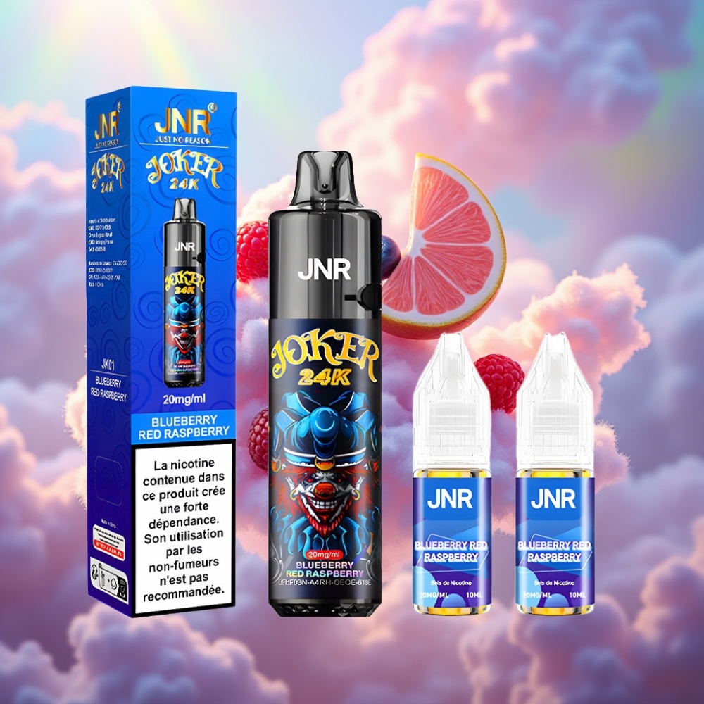 JNR Joker 24K Puffs Ühekordselt Kasutatav Vape Sinise vaarika Punase vaarika, 2+10ml Taidetav Paak, 800mAh Akk, 24000 Puffs