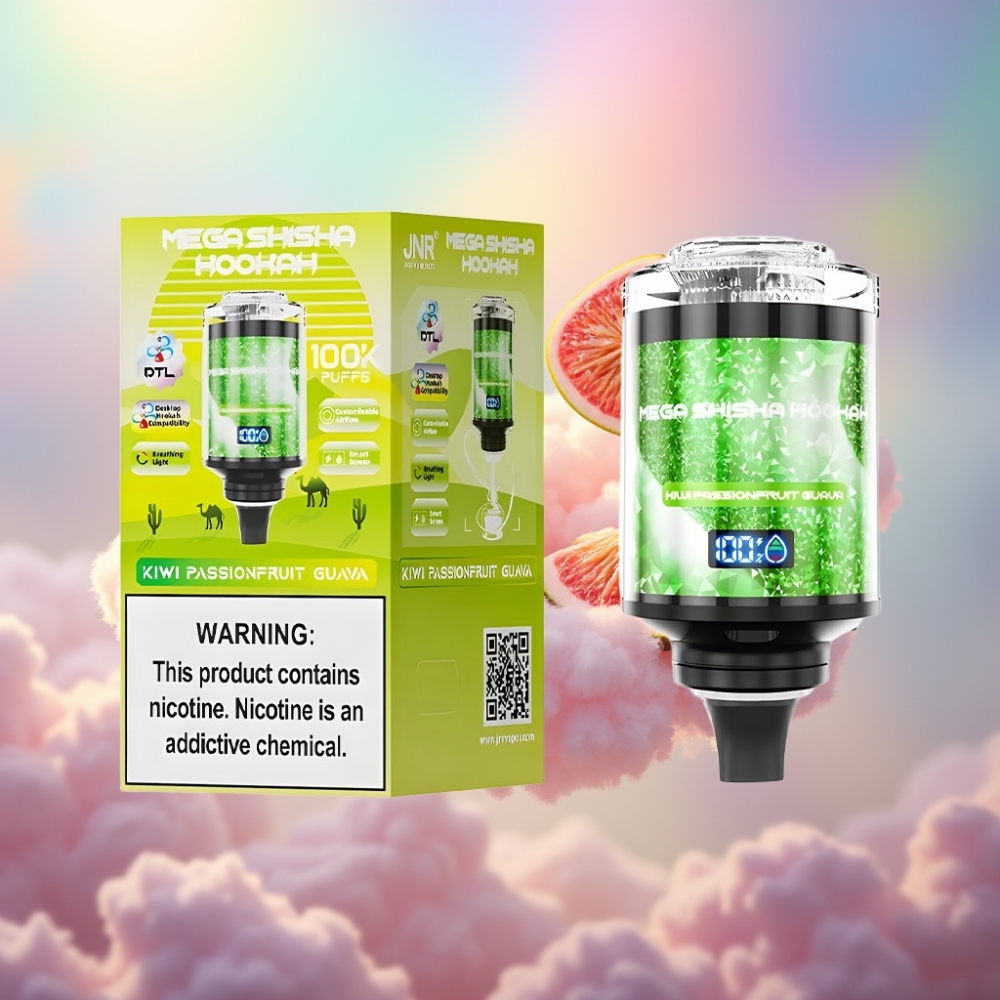 JNR Mega Shisha Hookah 100K Lauaühilduvus Kiivi-Marakuuja-Guava