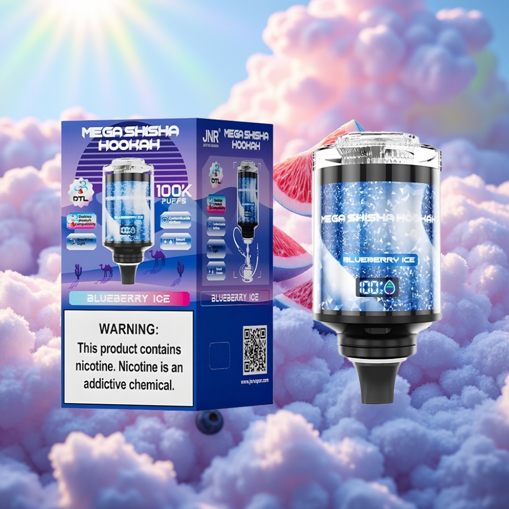 JNR Mega Shisha Hookah 100K Lauaühilduvus Mustikas-Jää