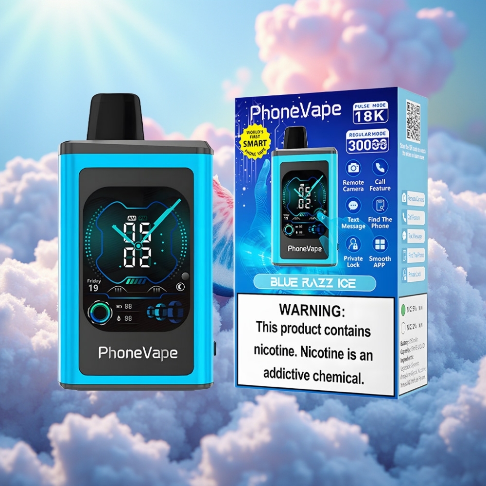 JNR PhoneVape 30000 Puffs Lahtiskasutatav Vape (Sinine Razz Jää)
