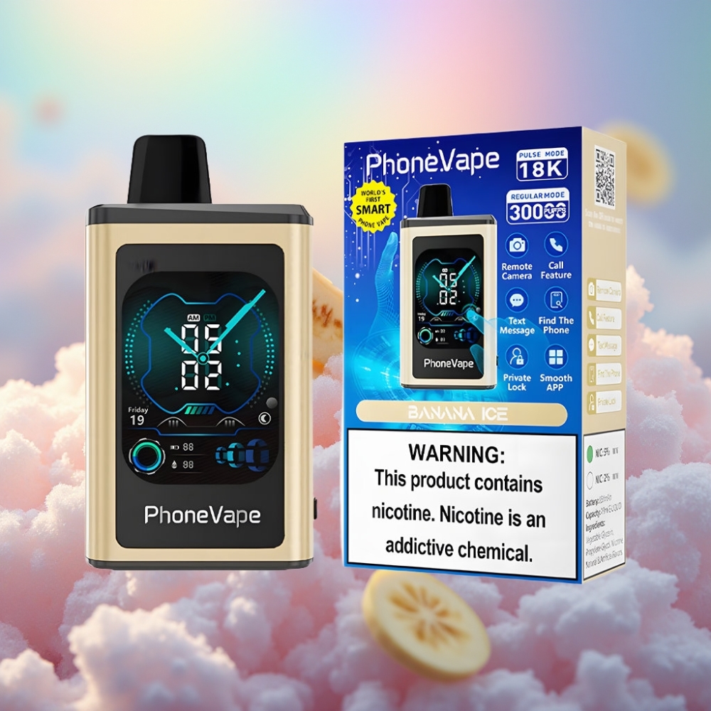 JNR PhoneVape 30000 puffs Ühekordselt Kasutatav Vape Banaani Jää (850mAh, Type-C, Kaugjuhtimine)