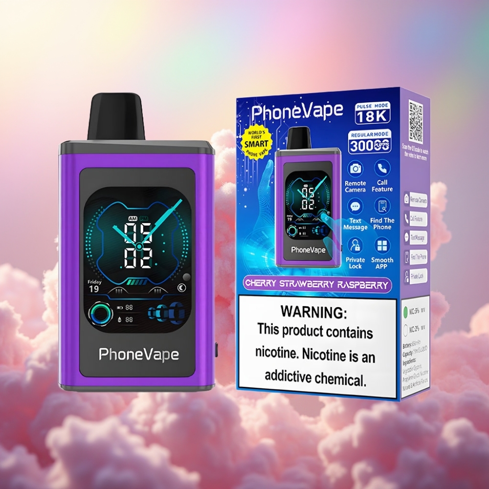 JNR PhoneVape 30000 puffs Ühekordselt Kasutatav Vape Kirsi Maasikas Vaarikas