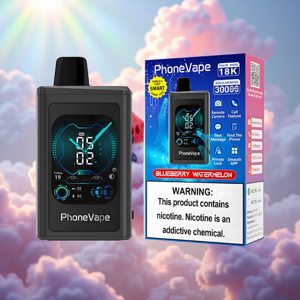 JNR PhoneVape 30000 puffs Ühekordselt Kasutatav Vape Mustikas-Arbuus, 850mAh Type-C, Ekraaniga, Turborežiim