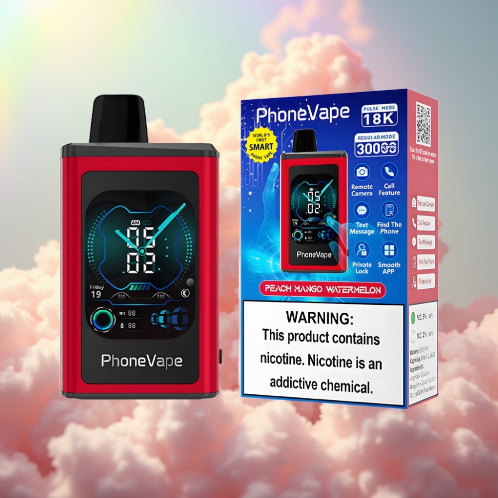 JNR PhoneVape 30000 sügavust Lahtivõetav Vape (Virsi-Mango-Arbuus) 850mAh, Type-C, Rakendusejuhitav, Kaugkaamera