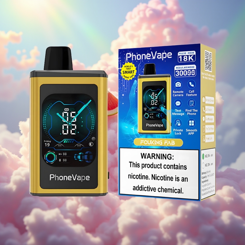 JNR PhoneVape 30000 tossu Ühekordne Vape – Turbo Režiim, Rakendusega Juhitav, Täiskuva Ekraan, Fucking Fab