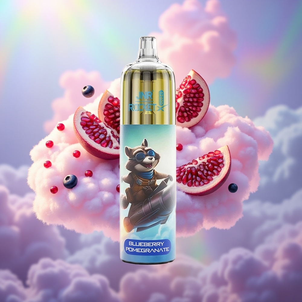 JNR Rocket-X 12400 Söestusvabad Vape (Mustikas Granaatõun) – Reguleeritav õhuvool, RGB-tuled, 850mAh aku, 25ml vedelik, Type-C laadimine