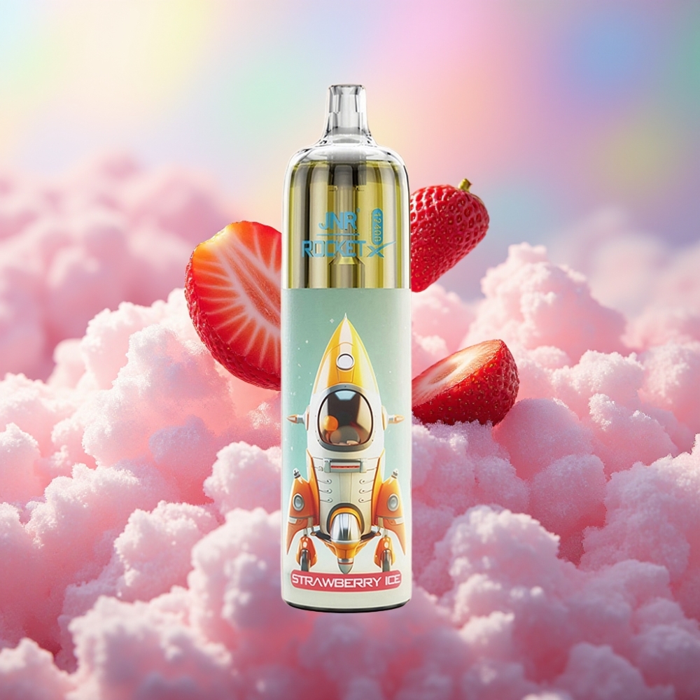 JNR Rocket-X 12400 Sõngeva Õhuvoolu, RGB-tule ja 25ml Mahutiga Maasikajää Ühekordselt Kasutatav Vape