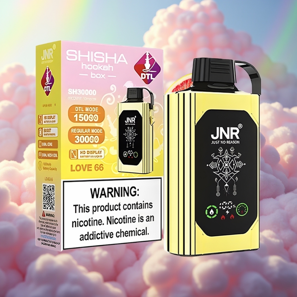 JNR Shisha Hookah Box 20500 Puffs – HD Ekraan, 25ml Vedelik, Kahekordne Mesh Mähis, Type-C Laadimine, Armastus 66