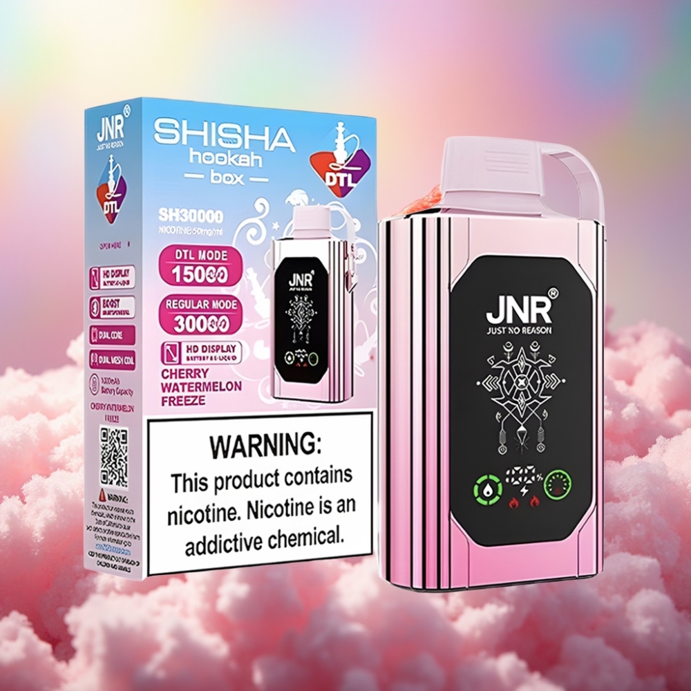 JNR Shisha Hookah Box 20500 Sööbuda HD Ekraan, 25ml Vedelik, Dual Mesh Coil, Kirsi-Arbuusi Jäätis