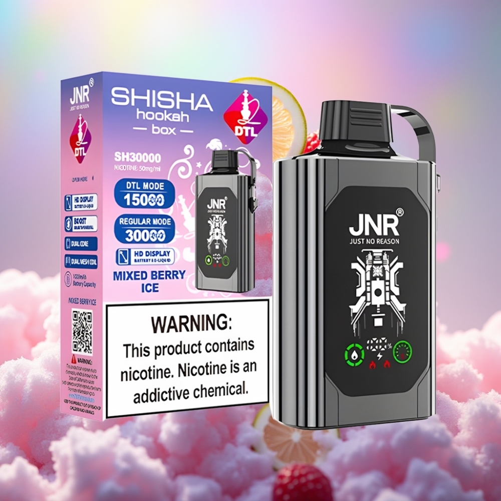 JNR Shisha Hookah Box 20500 Söödud HD Ekraan 1000mAh Akumahutavus 25ml Vedelikmahutavus Tüüp-C Kiirlaadimine Segatud Marjad-Jää