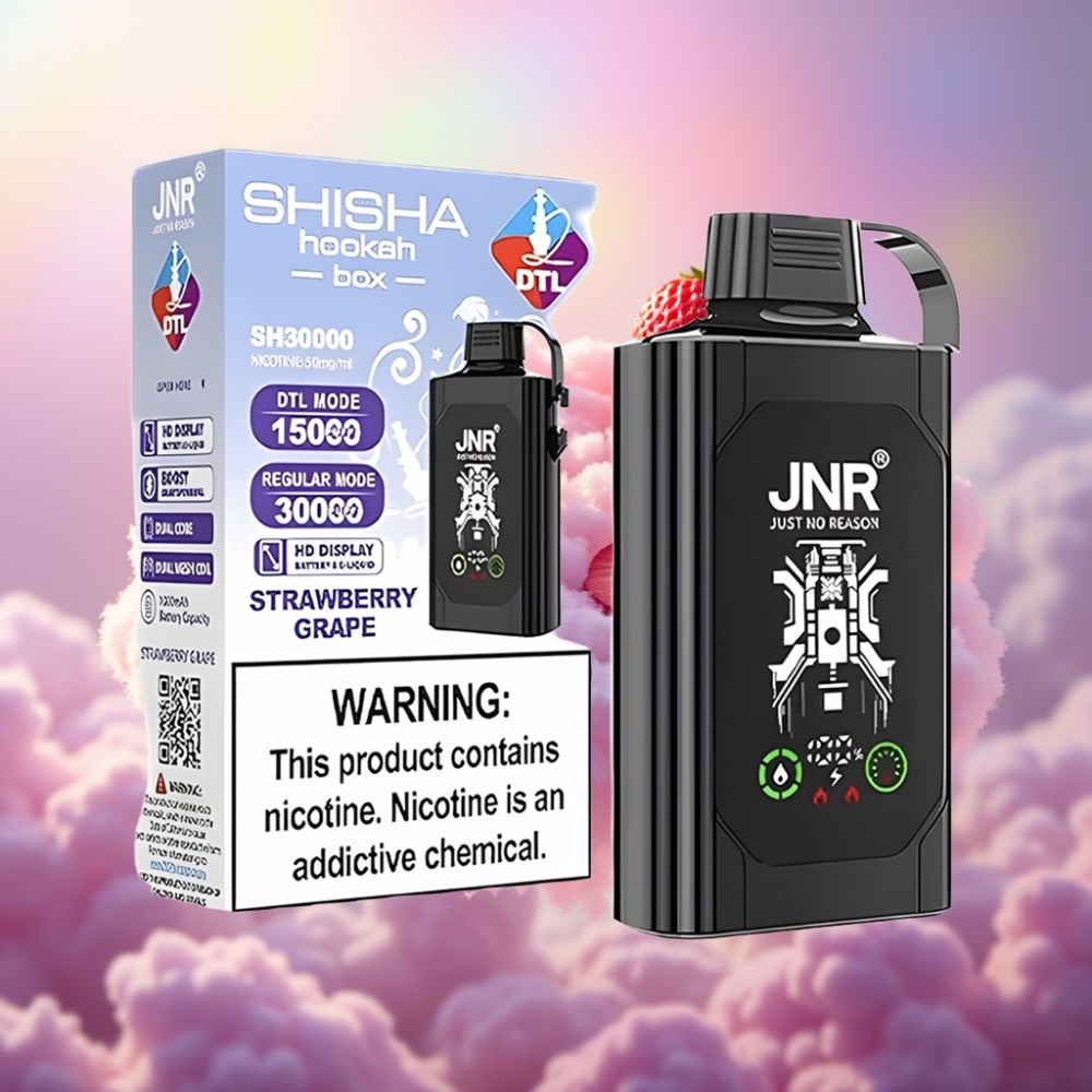 JNR Shisha Hookah Box 20500 Sõõmud HD Ekraaniga, Maasikas-Mustikas, Topeltvõrk Keerud, Type-C Laadimine