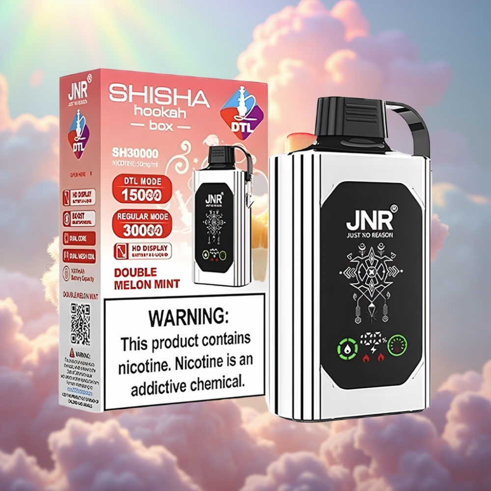 JNR Shisha Hookah Box 20500 Sõõmud HD Ekraaniga, Topeltõunamaitseline, 25ml Vedelik, 1000mAh Akuga, Type-C Laadimine