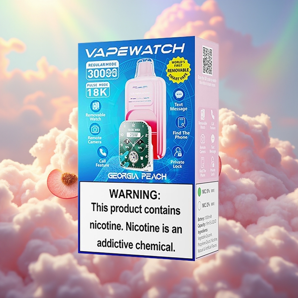JNR VapeWatch 30000 Sõnge Tavarežiim - 30 000 sõnge Impulssrežiim - 18 000 sõnge Aku maht - 1000mAh E-vedeliku maht - 19mL Nikotiinisisaldus - 5%