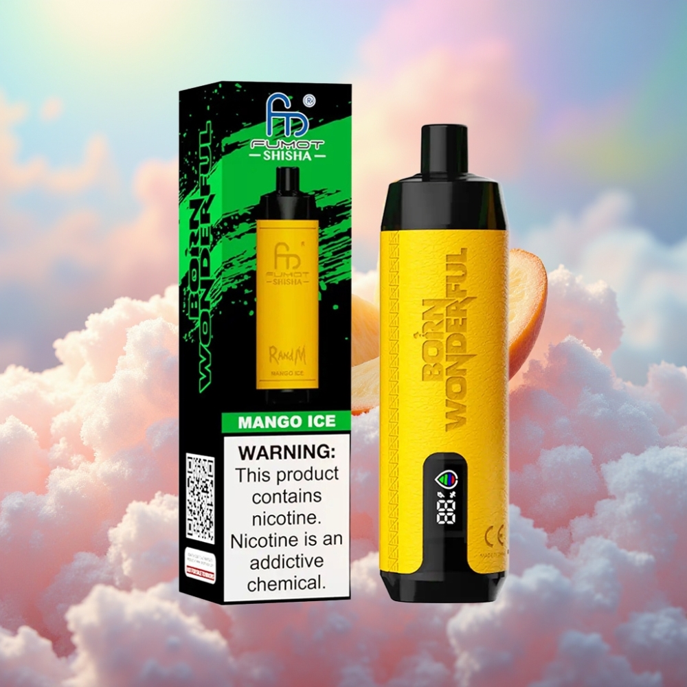 RandM Fumot Shisha 10000 Puffs Ühekordne Vape Mango Jää LED Indikaator 18ml e-vedelik 850 mAh aku