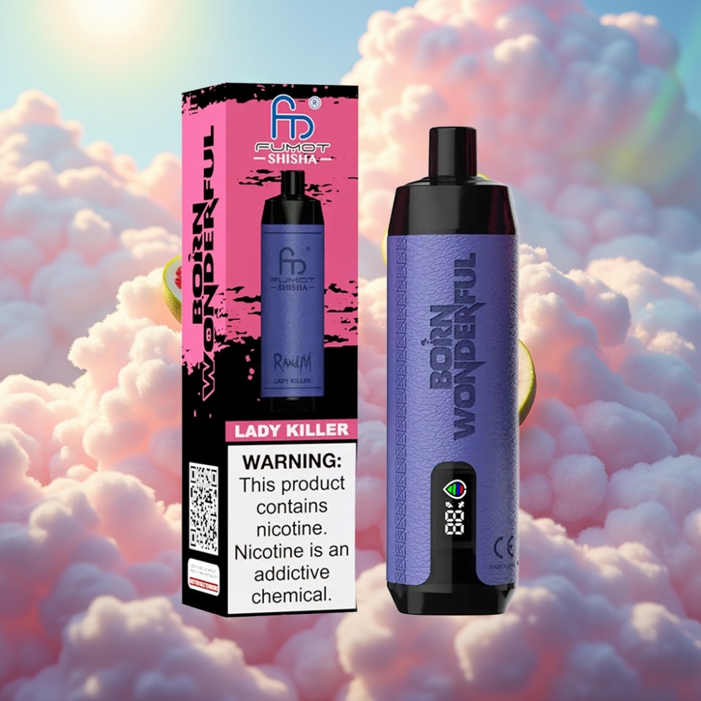 RandM Fumot Shisha 10000 Sõitu Ühekordne Vape (LED, 18ml, 0.6ohm) ja RandM Fumot Shisha 10000 Sõitu Ühekordne Vape Naistetapja