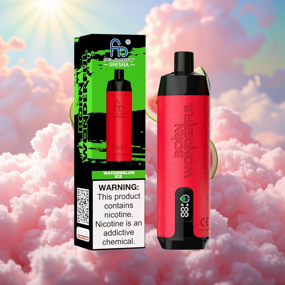 RandM Fumot Shisha 10000 Suutekestvus Ühekordne Veip - Vesimelonijää, LED Indikaator, 18ml e-vedelik, 850 mAh aku