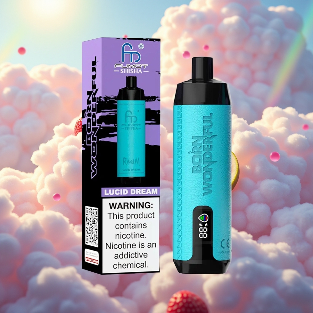 RandM Fumot Shisha 10000 Tõmmet Ühekordne Vape LED Näidik 18ml E-vedelik 850 mAh Akuga 0.6ohm Mesh Mähis Selge Unelm