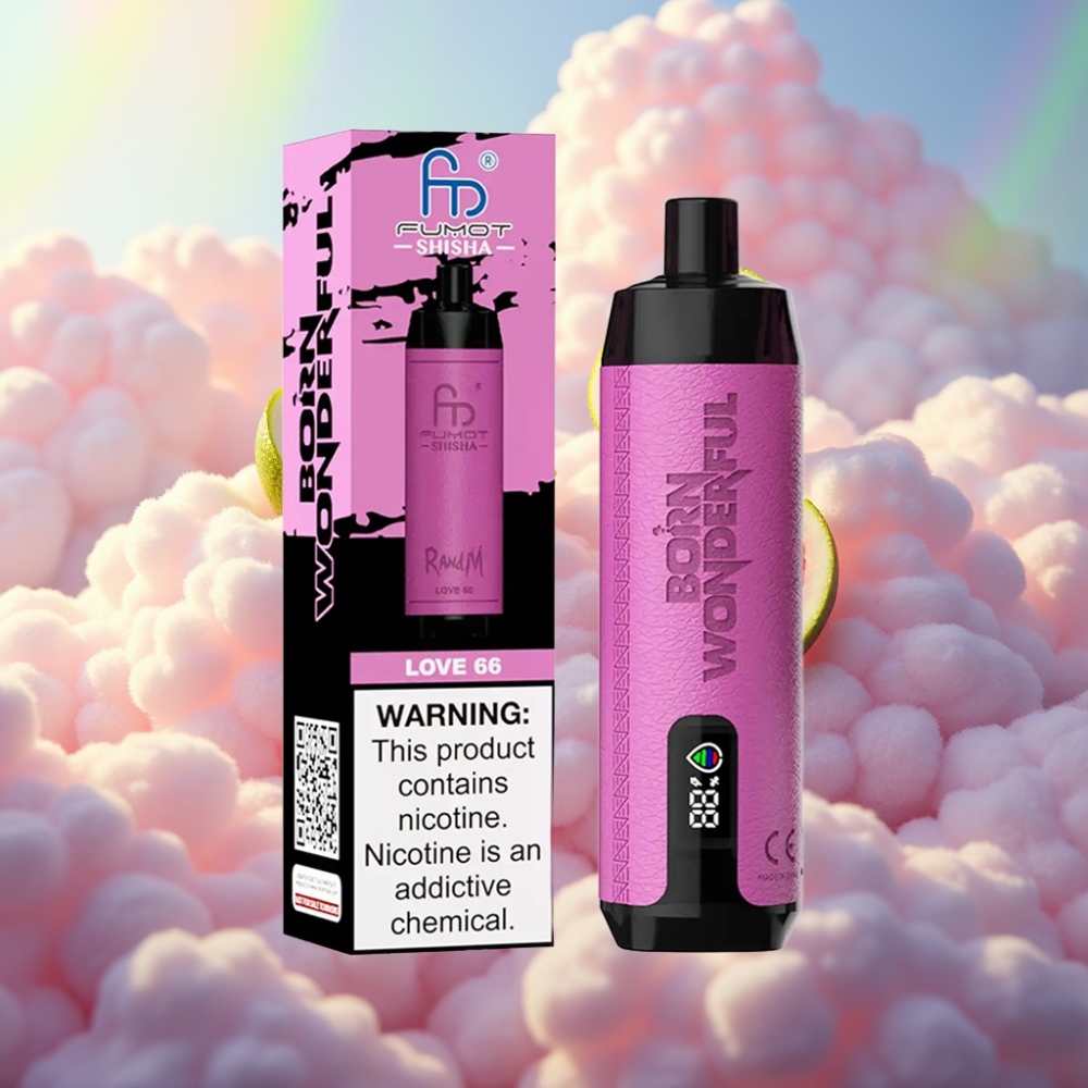 RandM Fumot Shisha 10000 Tõmmet Ühekordne Vape LED-indikaator 18ml 0.5% Nikotiini Armastus 66