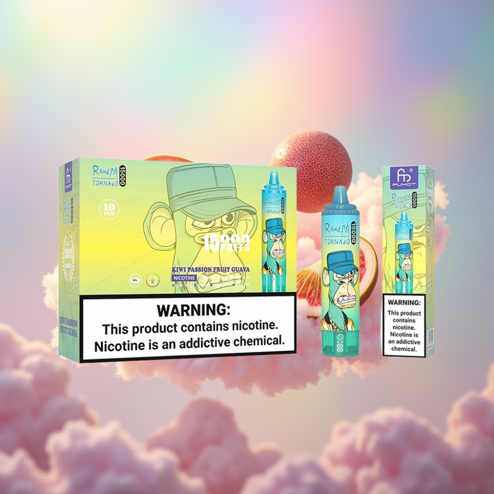 RandM Fumot Tornado 15000 Puffs Disposabel Vape Keevipääsukannas Guava