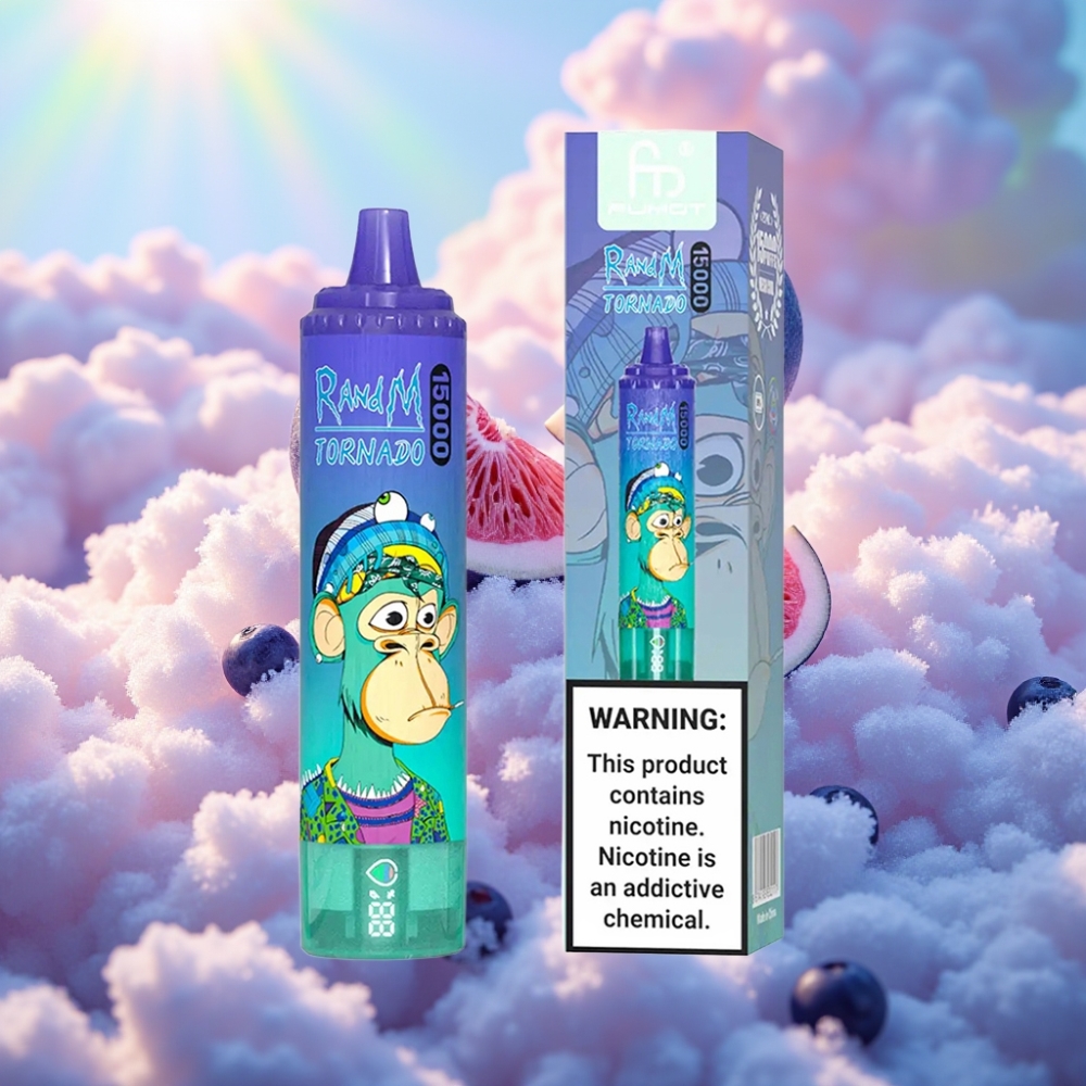 RandM Fumot Tornado 15000 Puffs Vedeliku Maht - 25ml Aku - 850mAh Nikotiin - 0%,2%,3%,5% USB - Tüüp-C Laadimine Ekraan - LCD RandM Fumot Tornado 15000 Puffs Ühekordne Vape Mustikas Jääl