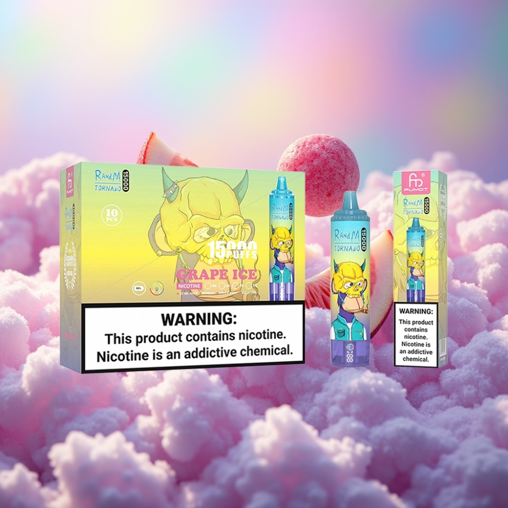 RandM Fumot Tornado 15000 Puffs Ühekordselt Kasutatav Vape Viinamarja Jää (25ml, 850mAh, Mesh Coil)