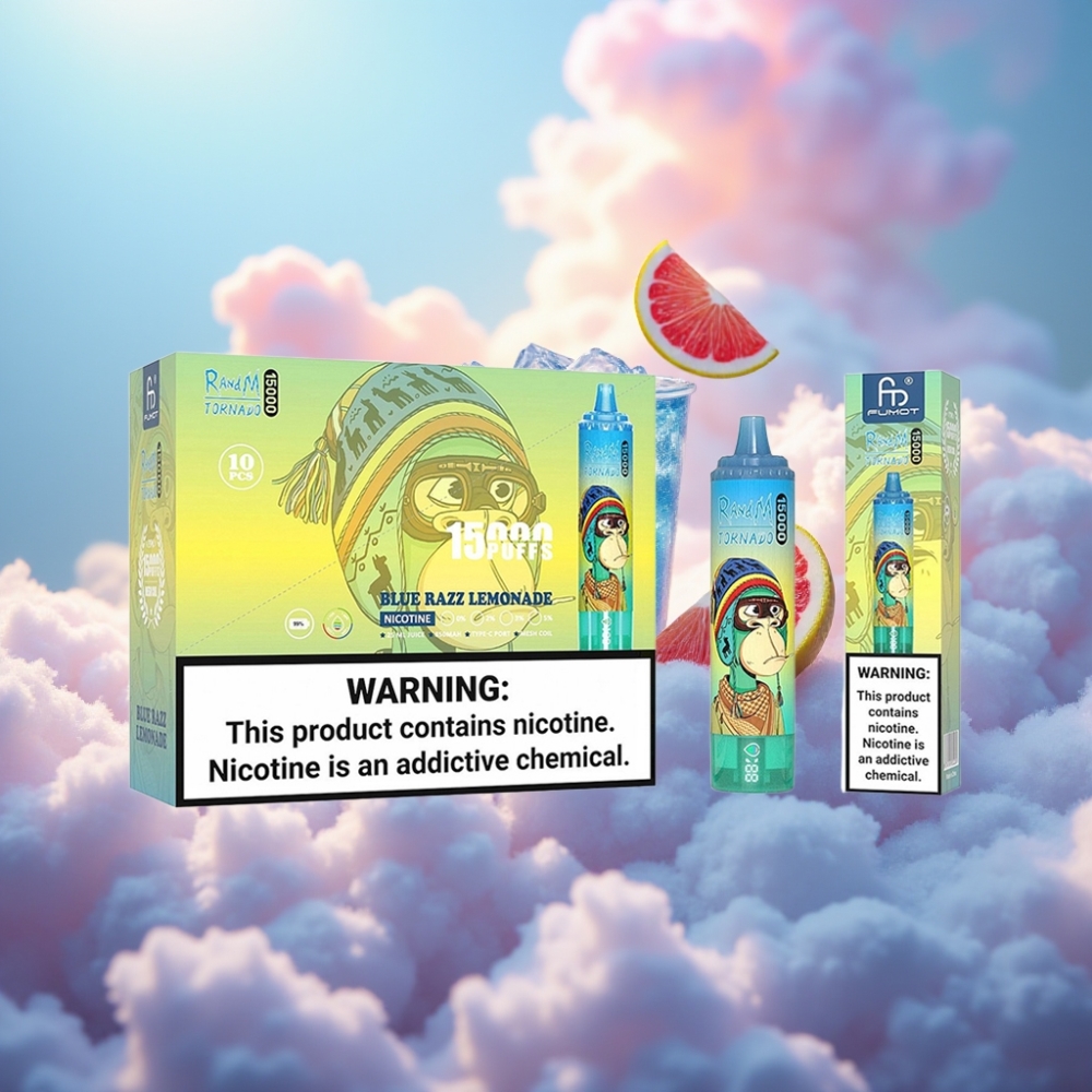 RandM Fumot Tornado 15000 Puhangud (Sinine Vaarika-Limonäädis)