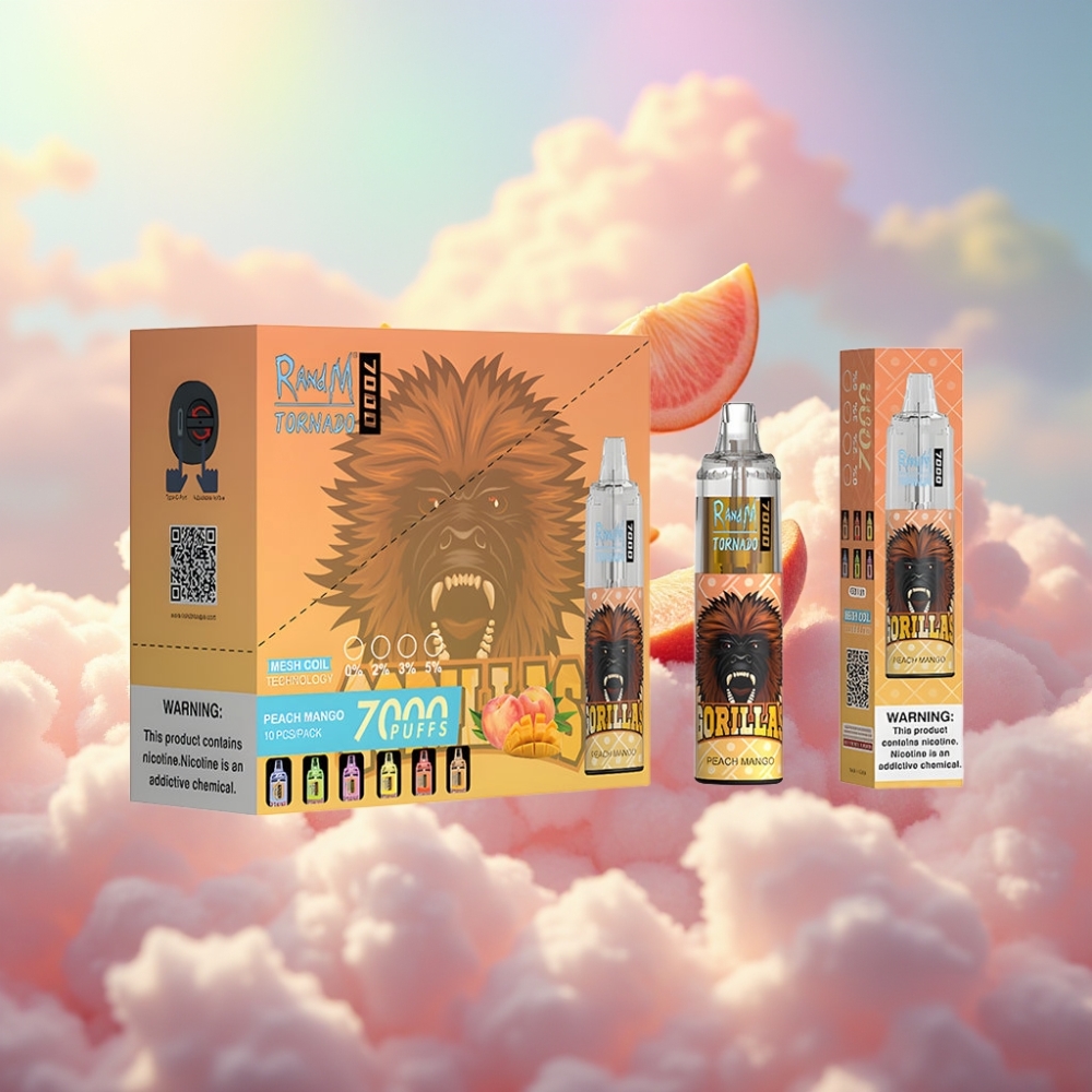 Fumot Tornado 7000 Ühekordne Vape Pirni-Mango 14 ML Vedelik 850 MAH Aku Silmikkruut Tüüp-C Port RGB Tuli