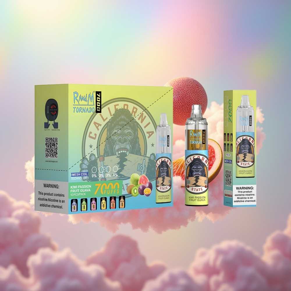 RandM Fumot Tornado 7000 Eeldistav Vape Kiivi-Marakuaja-Guava