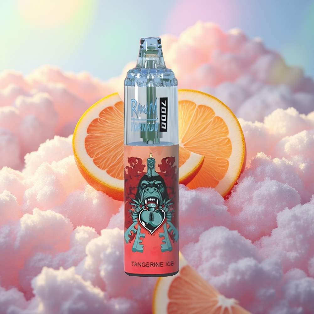 RandM Fumot Tornado 7000 Puffse Disposabel Vape Mandariinijää (850 MAH, 14 ML, Mesh Coil)