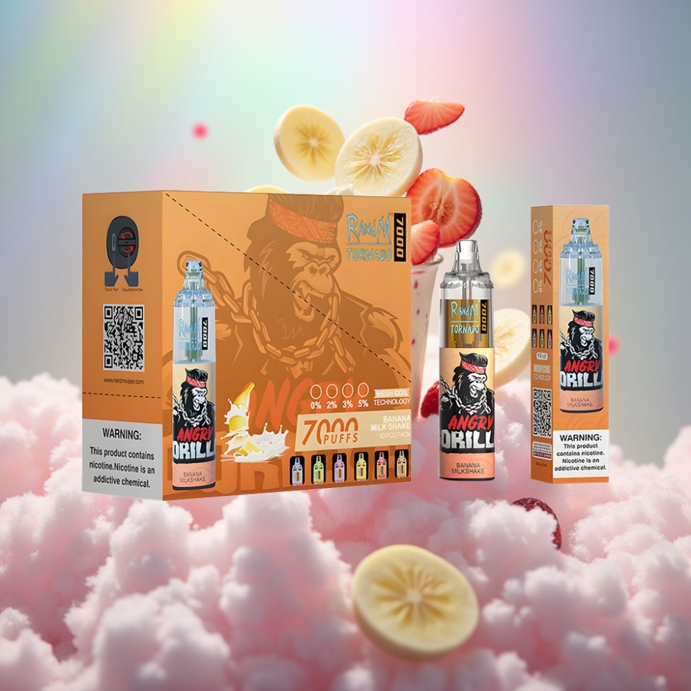 RandM Fumot Tornado 7000 Puhangu Ühekordne Vape Banaanipiimakokk (7000 Puffs, 14 ml e-vedelik, 850 mAh aku, Mesh mähis, Type-C port, RGB tuli, õhureguleeritav)