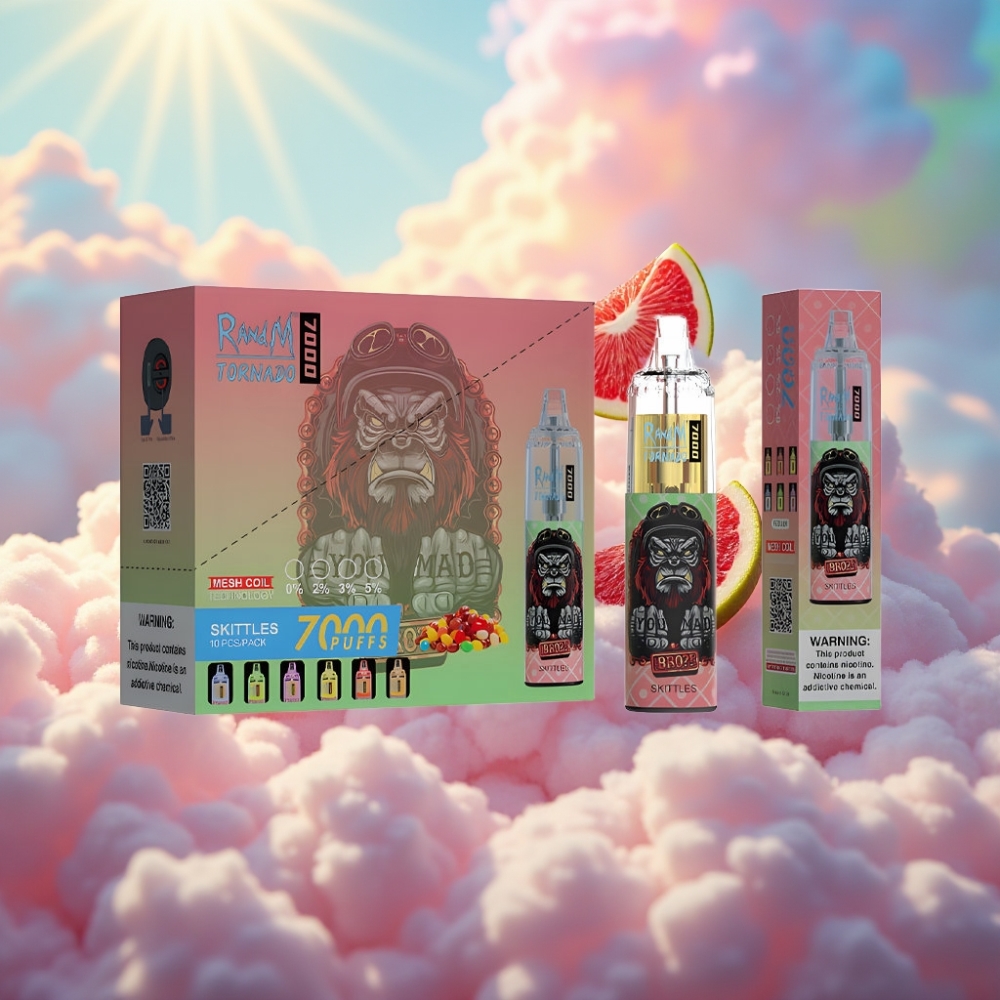 RandM Fumot Tornado 7000 Puhangu Ühekordne Vape Skittles - 14 ML Vedelik, 850 MAH Aku, Mesh Mähis